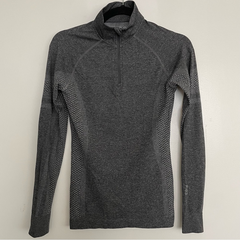 Women’s FIGS Salta Seamless ¼ Zip Longsleeve Underscrub Graphite Size XS
